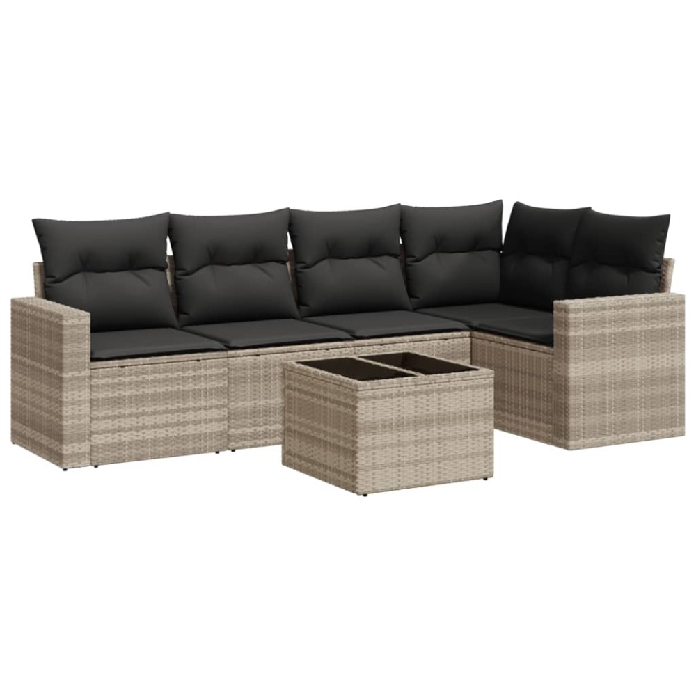 vidaXL Set canapele de grădină cu perne, 6 piese gri deschis poliratan