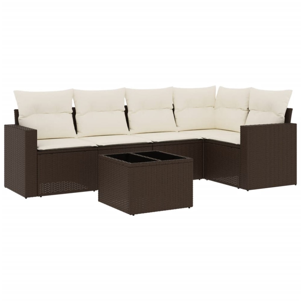 vidaXL Set canapele de grădină cu perne, 6 piese, maro, poliratan