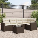 vidaXL Set canapele de grădină cu perne, 6 piese, maro, poliratan vidaXL Set canapele de grădină cu perne, 6 piese, maro, poliratan
