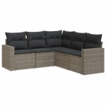 vidaXL Set canapea de grădină cu perne, 5 piese, gri, poliratan vidaXL Set canapea de grădină cu perne, 5 piese, gri, poliratan