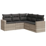 vidaXL Set canapele de grădină cu perne, 5 piese gri deschis poliratan