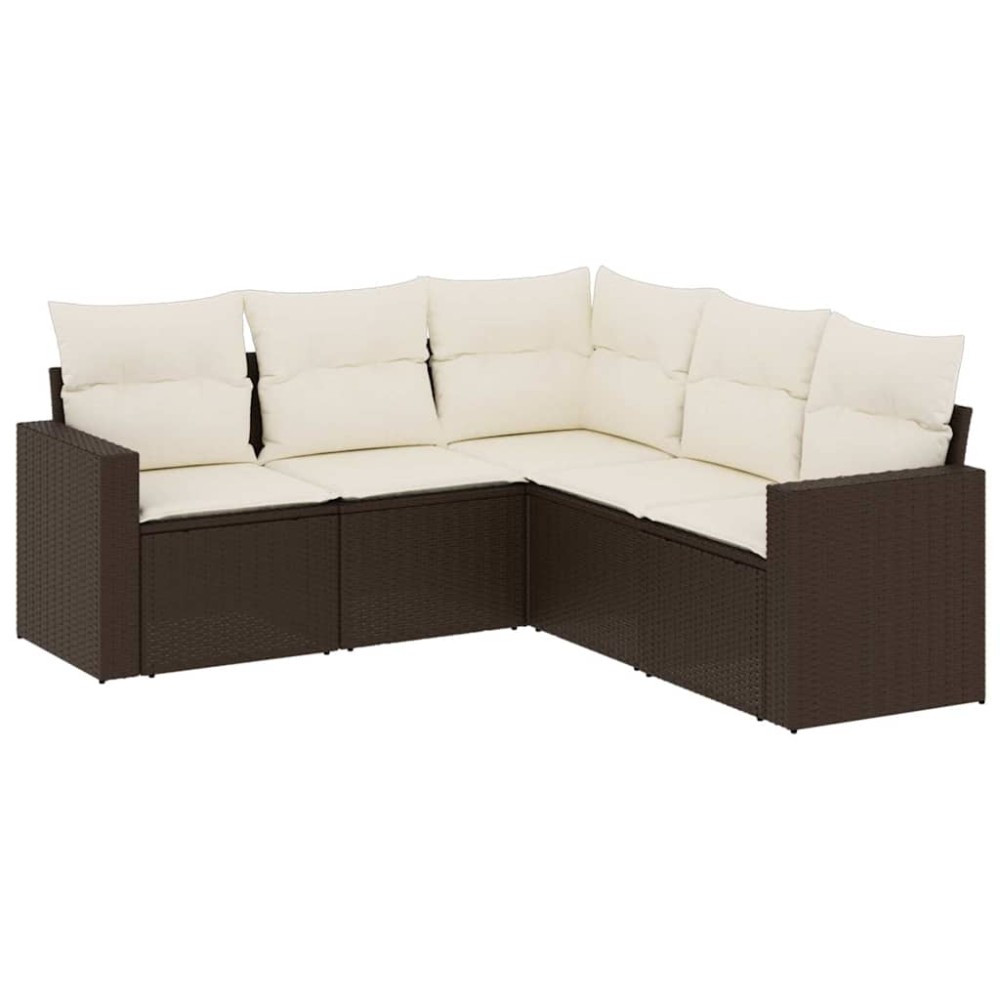 vidaXL Set canapele de grădină cu perne, 5 piese, maro, poliratan