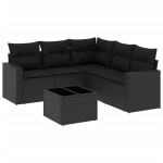 vidaXL Set mobilier de grădină cu perne, 6 piese, negru, poliratan vidaXL Set mobilier de grădină cu perne, 6 piese, negru, poliratan