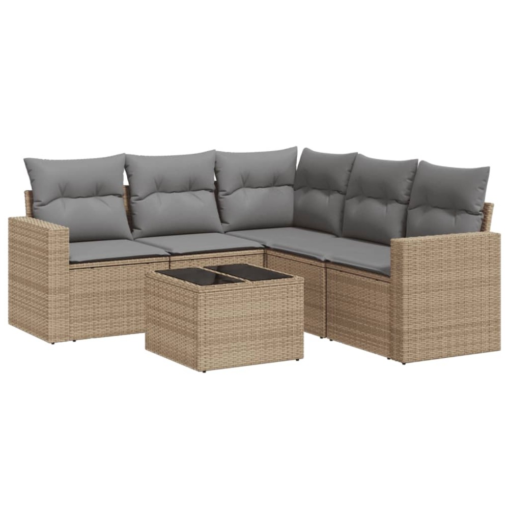 vidaXL Set canapele de grădină cu perne, 6 piese, bej, poliratan