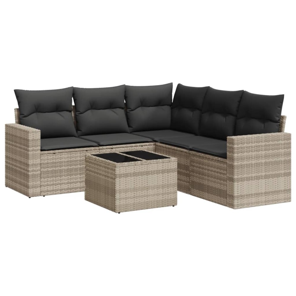 vidaXL Set canapele de grădină cu perne, 6 piese gri deschis poliratan