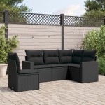 vidaXL Set mobilier de grădină cu perne, 5 piese, negru, poliratan vidaXL Set mobilier de grădină cu perne, 5 piese, negru, poliratan