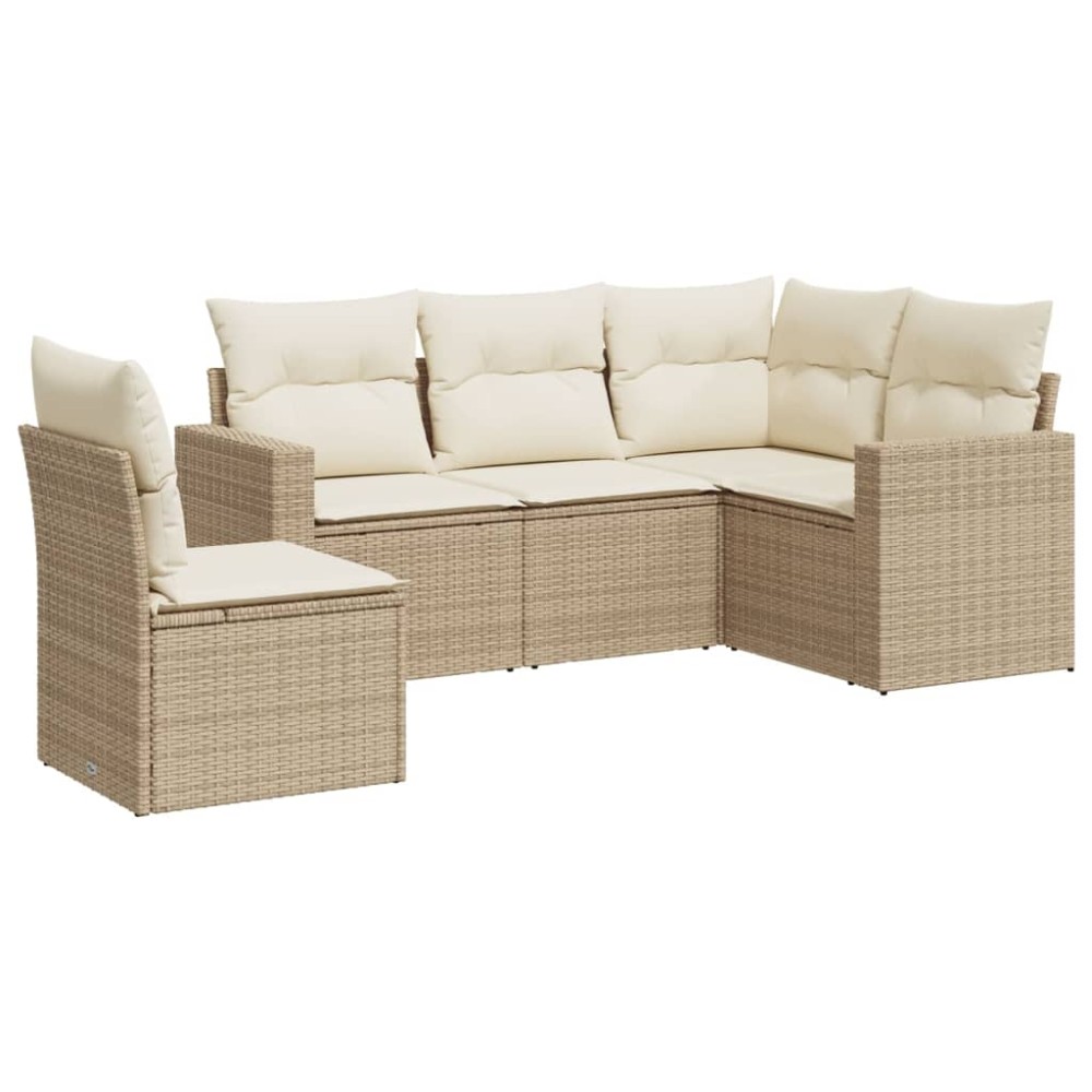 vidaXL Set canapele de grădină cu perne, 5 piese, bej, poliratan