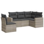vidaXL Set canapele de grădină cu perne, 5 piese gri deschis poliratan