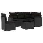 vidaXL Set mobilier de grădină cu perne, 6 piese, negru, poliratan vidaXL Set mobilier de grădină cu perne, 6 piese, negru, poliratan