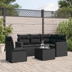 vidaXL Set mobilier de grădină cu perne, 6 piese, negru, poliratan vidaXL Set mobilier de grădină cu perne, 6 piese, negru, poliratan