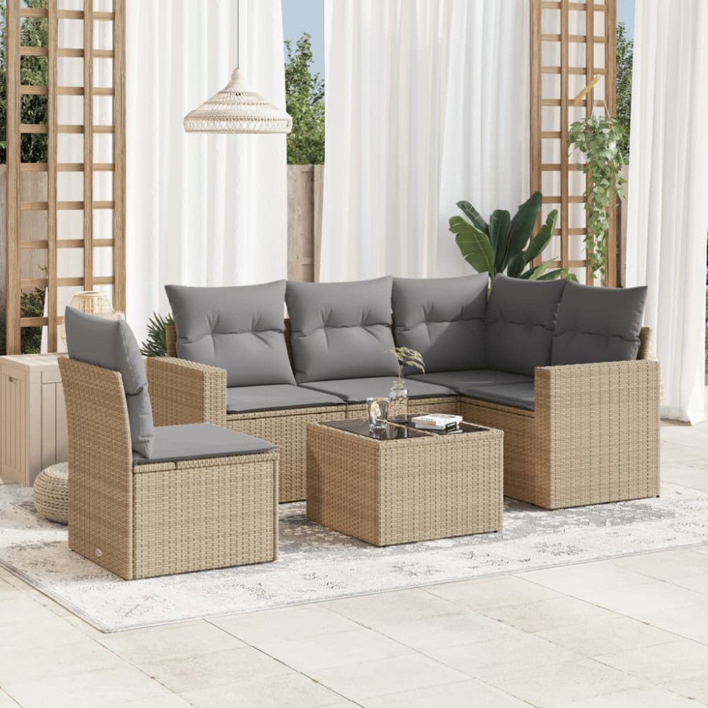 vidaXL Set canapele de grădină cu perne, 6 piese, bej, poliratan