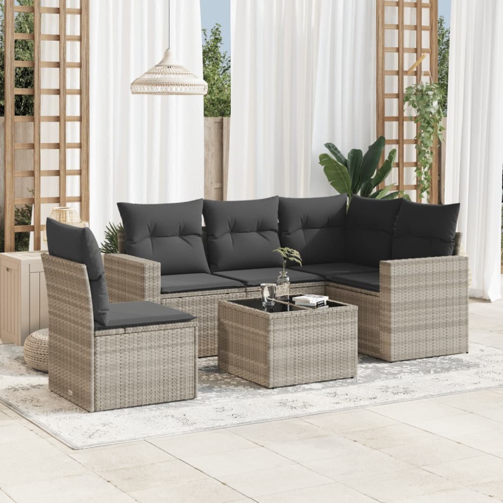 vidaXL Set canapele de grădină cu perne, 6 piese gri deschis poliratan