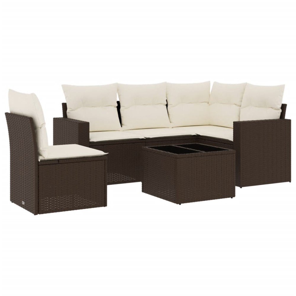 vidaXL Set canapele de grădină cu perne, 6 piese, maro, poliratan