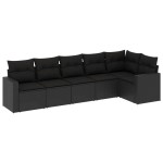 vidaXL Set mobilier de grădină cu perne, 6 piese, negru, poliratan vidaXL Set mobilier de grădină cu perne, 6 piese, negru, poliratan