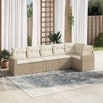 vidaXL Set canapele de grădină cu perne, 6 piese, bej, poliratan vidaXL Set canapele de grădină cu perne, 6 piese, bej, poliratan