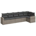 vidaXL Set mobilier grădină cu perne, 6 piese, gri, poliratan