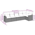 vidaXL Set mobilier grădină cu perne, 6 piese, gri, poliratan