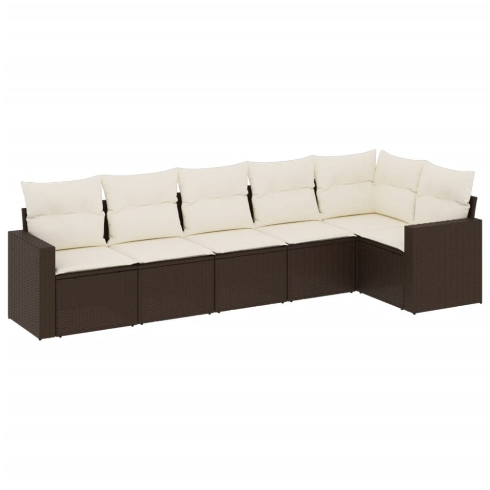 vidaXL Set canapele de grădină cu perne, 6 piese, maro, poliratan