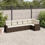 vidaXL Set canapele de grădină cu perne, 6 piese, maro, poliratan vidaXL Set canapele de grădină cu perne, 6 piese, maro, poliratan