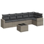 vidaXL Set canapele de grădină, 7 piese, cu perne, gri, poliratan vidaXL Set canapele de grădină, 7 piese, cu perne, gri, poliratan