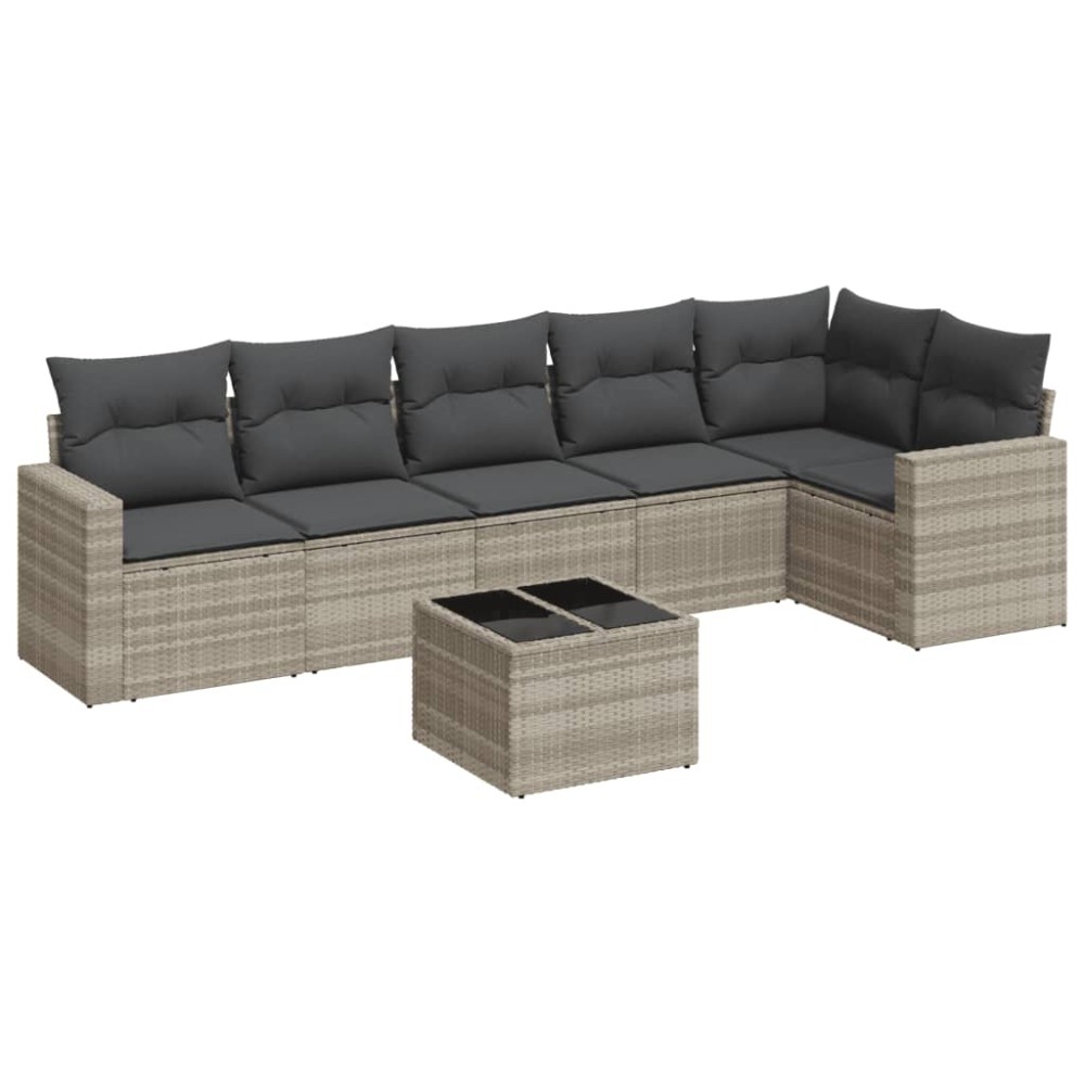 vidaXL Set canapele de grădină cu perne, 7piese gri deschis poliratan