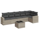 vidaXL Set canapele de grădină cu perne, 7piese gri deschis poliratan