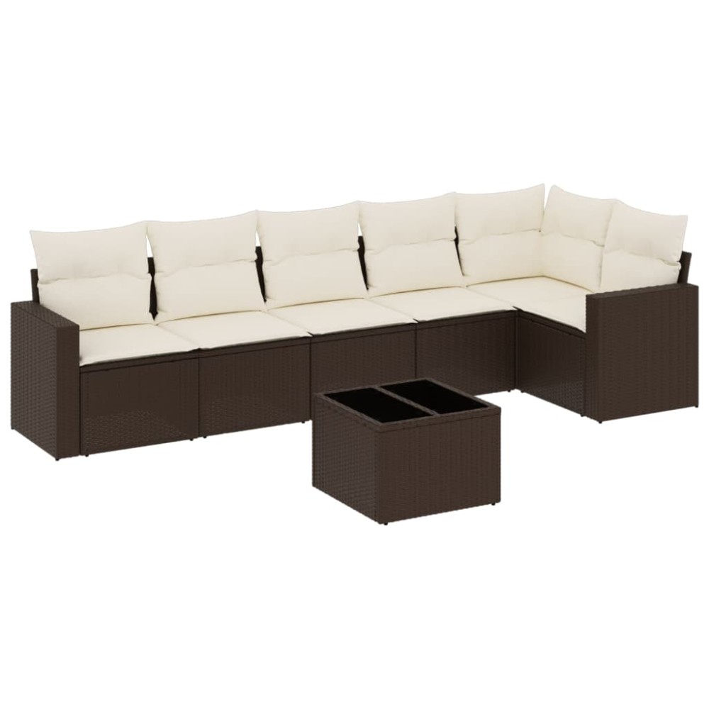 vidaXL Set canapele de grădină cu perne, 7 piese, maro, poliratan