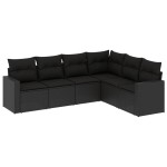 vidaXL Set mobilier de grădină cu perne, 6 piese, negru, poliratan vidaXL Set mobilier de grădină cu perne, 6 piese, negru, poliratan