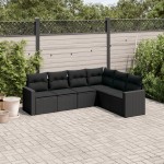 vidaXL Set mobilier de grădină cu perne, 6 piese, negru, poliratan vidaXL Set mobilier de grădină cu perne, 6 piese, negru, poliratan