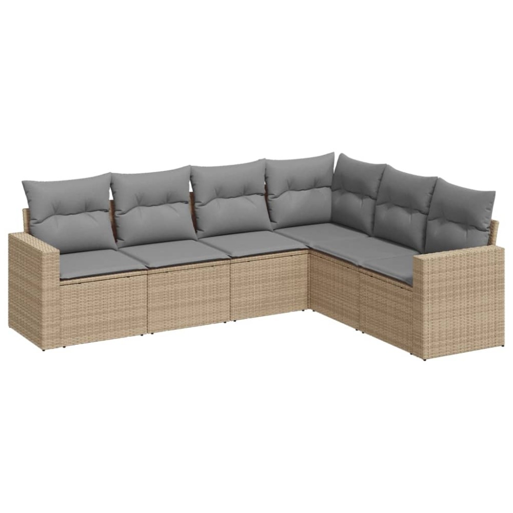 vidaXL Set canapele de grădină cu perne, 6 piese, bej, poliratan