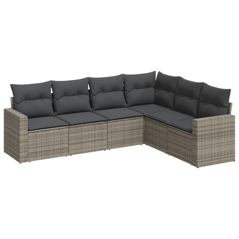 vidaXL Set mobilier grădină cu perne, 6 piese, gri, poliratan