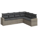 vidaXL Set mobilier grădină cu perne, 6 piese, gri, poliratan