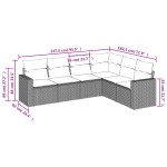 vidaXL Set mobilier grădină cu perne, 6 piese, gri, poliratan