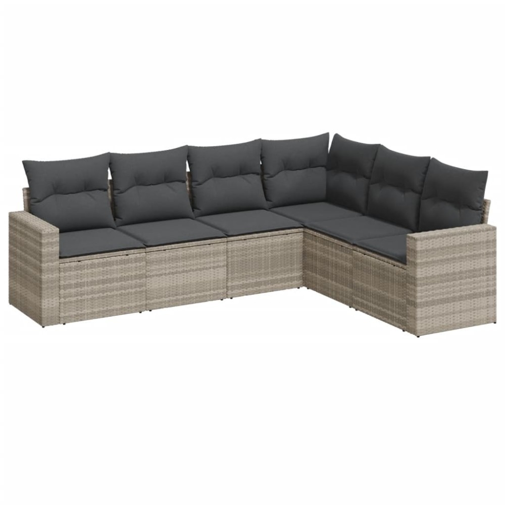 vidaXL Set canapele de grădină cu perne, 6 piese gri deschis poliratan
