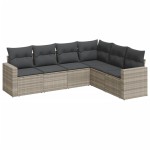 vidaXL Set canapele de grădină cu perne, 6 piese gri deschis poliratan