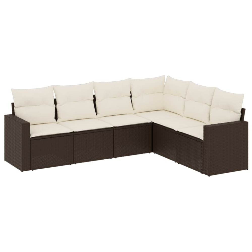 vidaXL Set canapele de grădină cu perne, 6 piese, maro, poliratan