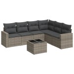 vidaXL Set canapele de grădină, 7 piese, cu perne, gri, poliratan vidaXL Set canapele de grădină, 7 piese, cu perne, gri, poliratan