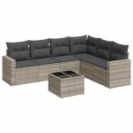 vidaXL Set canapele de grădină cu perne, 7piese gri deschis poliratan