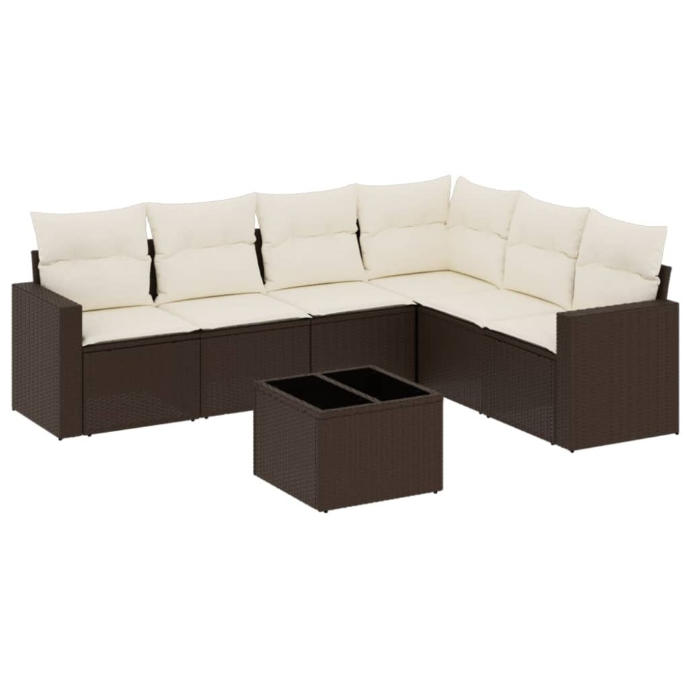 vidaXL Set canapele de grădină cu perne, 7 piese, maro, poliratan