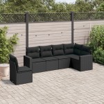 vidaXL Set mobilier de grădină cu perne, 6 piese, negru, poliratan vidaXL Set mobilier de grădină cu perne, 6 piese, negru, poliratan