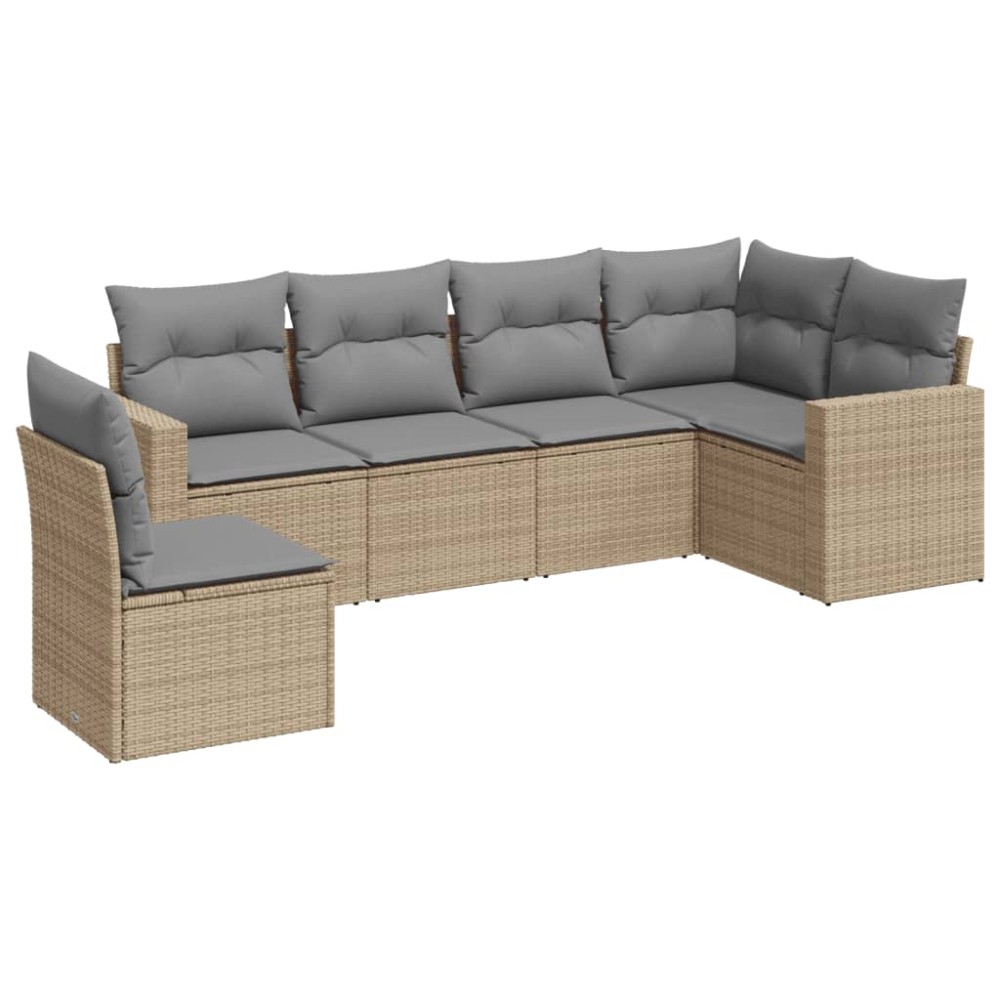 vidaXL Set canapele de grădină cu perne, 6 piese, bej, poliratan