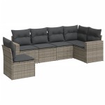 vidaXL Set mobilier grădină cu perne, 6 piese, gri, poliratan