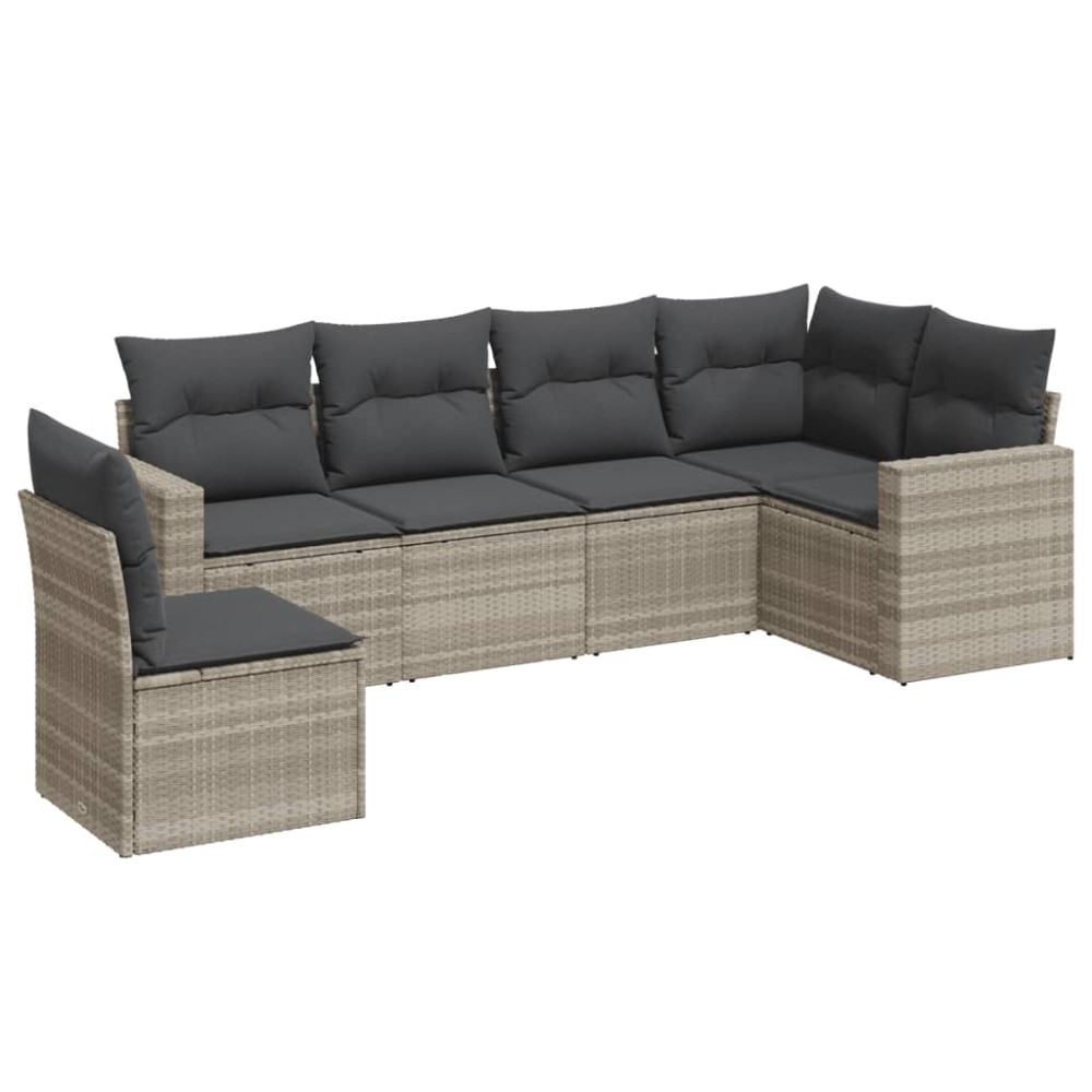 vidaXL Set canapele de grădină cu perne, 6 piese gri deschis poliratan
