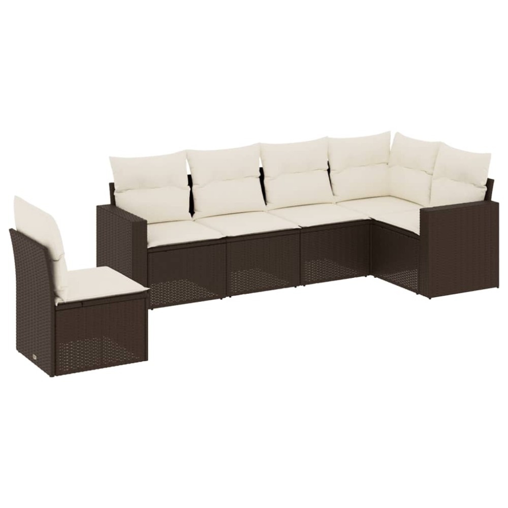 vidaXL Set canapele de grădină cu perne, 6 piese, maro, poliratan