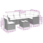 vidaXL Set canapele de grădină, 7 piese, cu perne, bej, poliratan