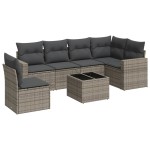 vidaXL Set canapele de grădină, 7 piese, cu perne, gri, poliratan vidaXL Set canapele de grădină, 7 piese, cu perne, gri, poliratan