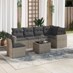 vidaXL Set canapele de grădină, 7 piese, cu perne, gri, poliratan vidaXL Set canapele de grădină, 7 piese, cu perne, gri, poliratan