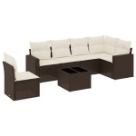 vidaXL Set canapele de grădină cu perne, 7 piese, maro, poliratan