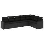 vidaXL Set canapele de grădină cu perne, 7 piese, negru, poliratan