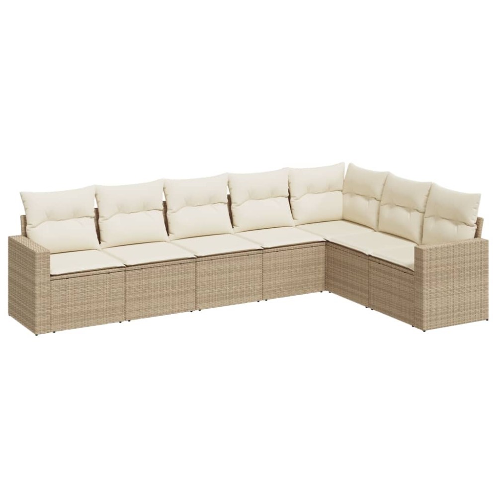 vidaXL Set canapele de grădină, 7 piese, cu perne, bej, poliratan